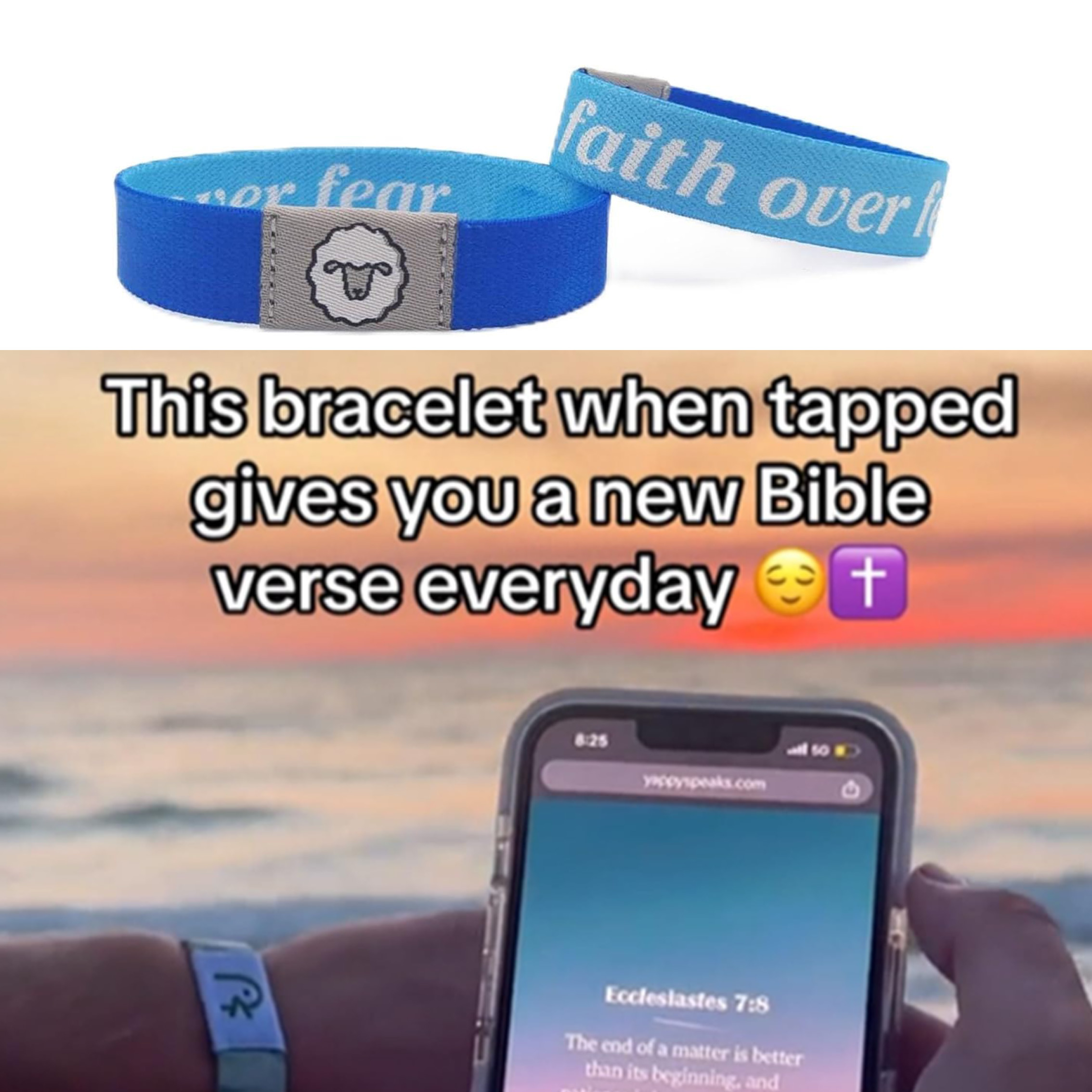 NFC Bracelet Bible Verse, Daily Bible Verse Bracelet with Smart NFC Function